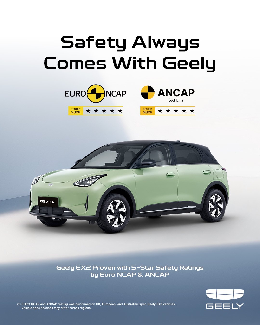 Geely EX2, Salah Satu EV Teraman di Kelasnya, Raih Bintang Lima Euro NCAP dan ANCAP 2026